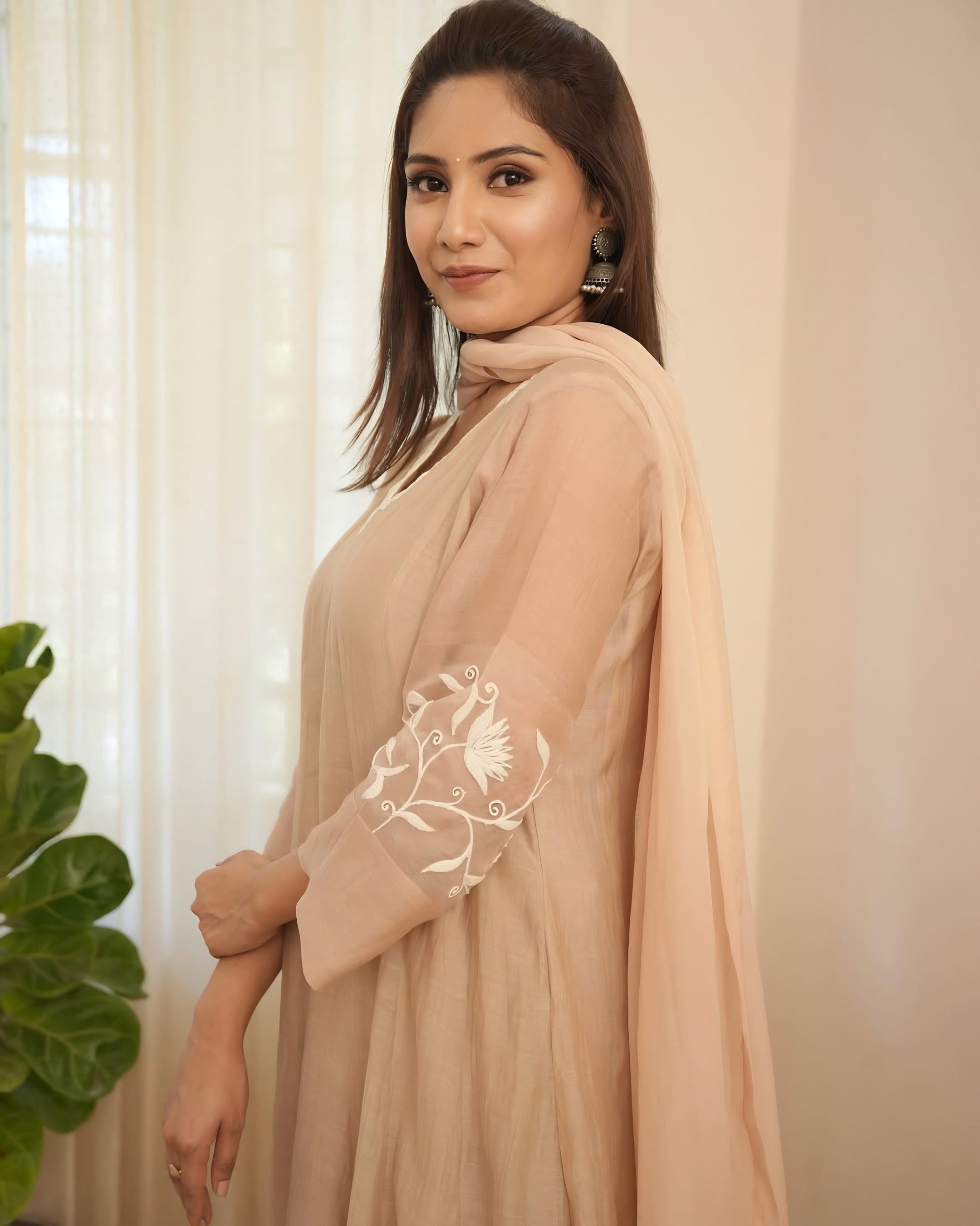 Brown Embroidered Suit Set
