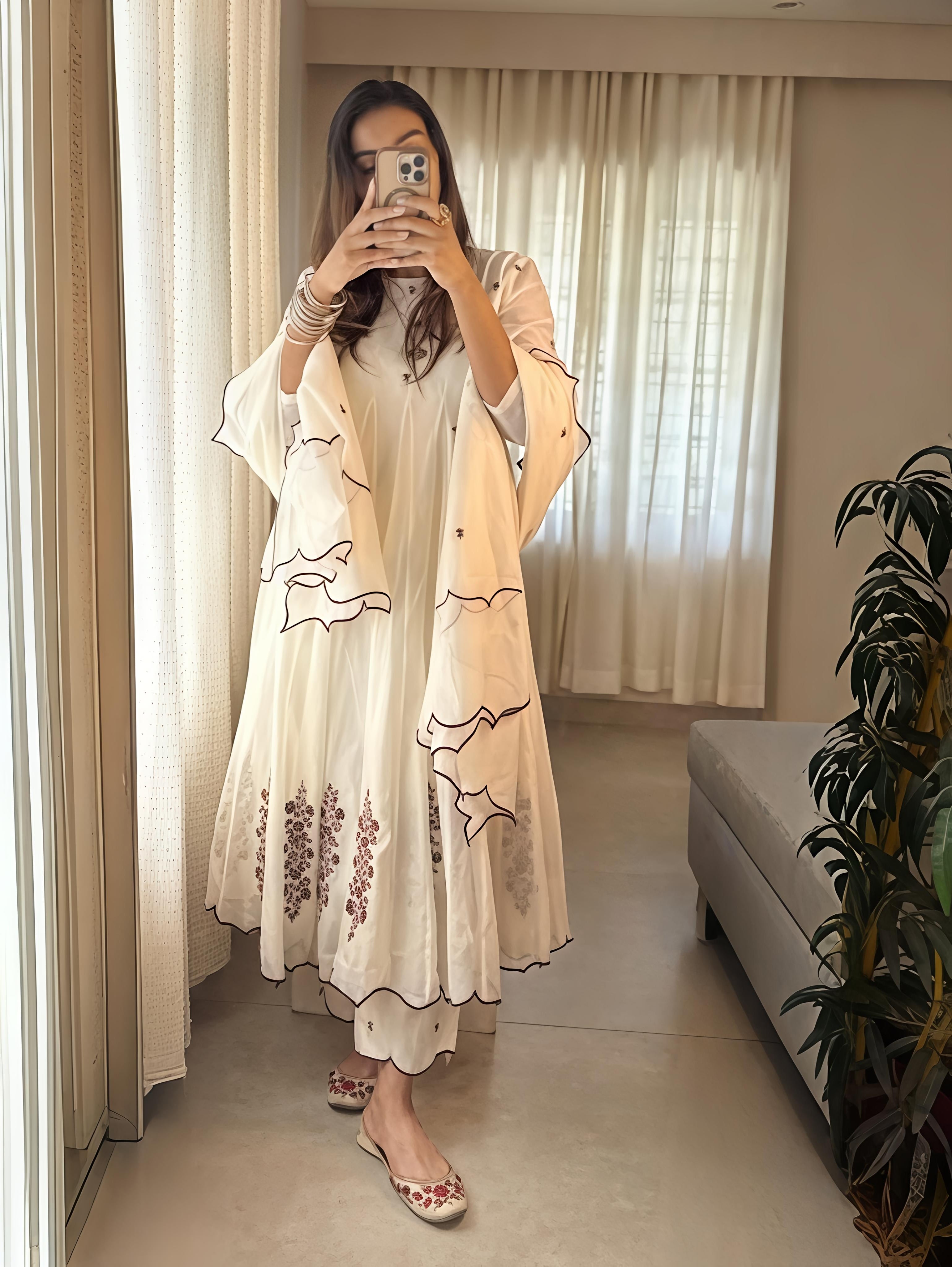Shreeza Chandheri Panel Cut Anarkali Suit