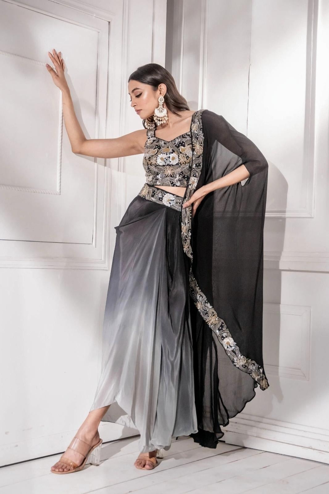 Black Ombre Cape Set