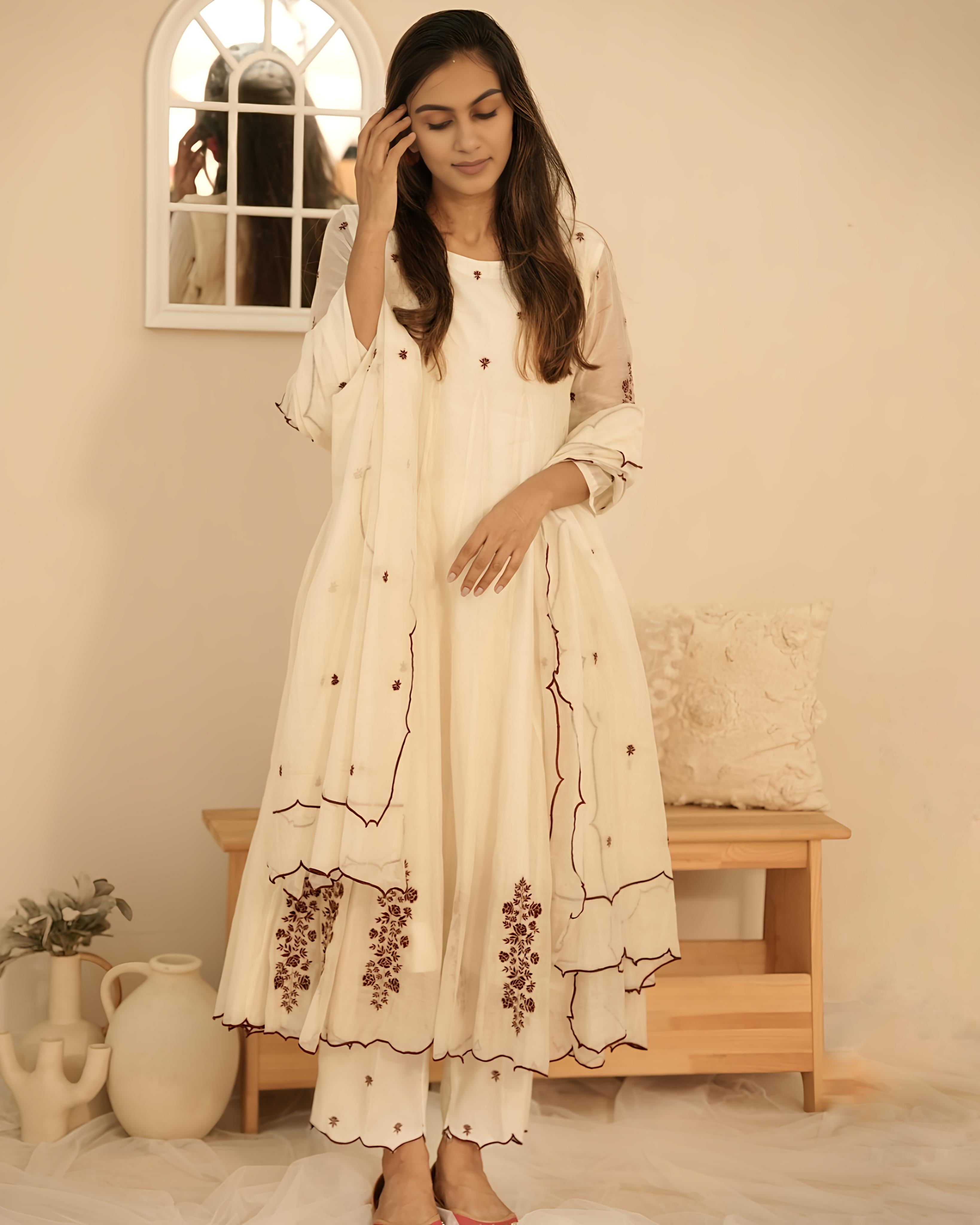 Off-White Bloom Anarkali Set
