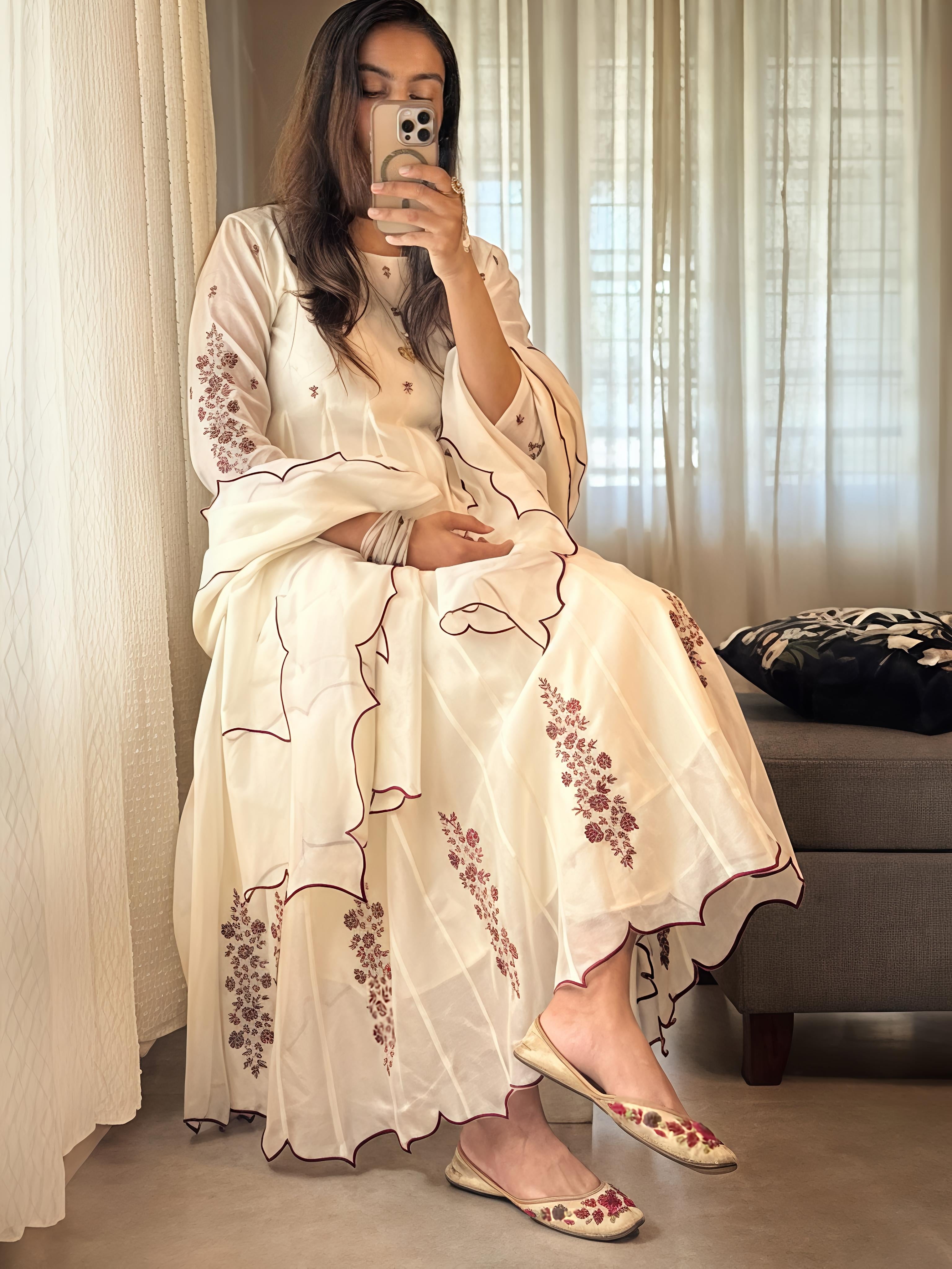 Shreeza Chandheri Panel Cut Anarkali Suit