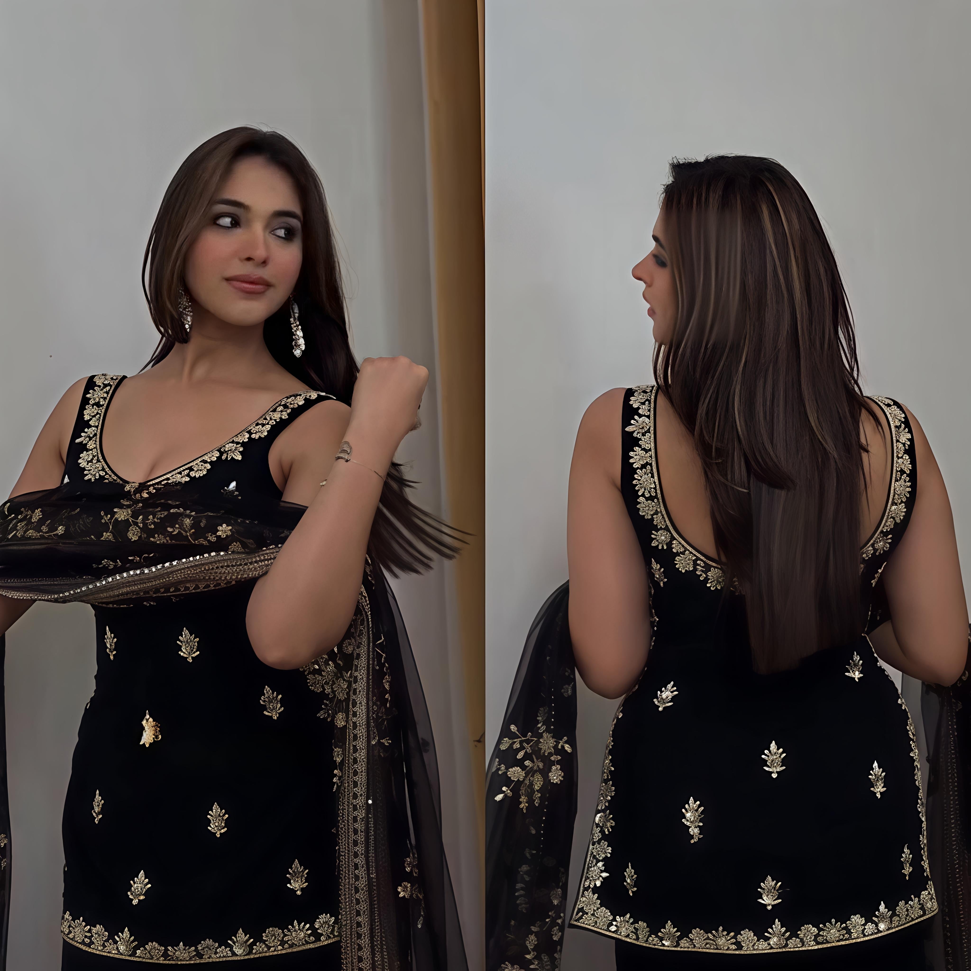Black Sharara Suit Set