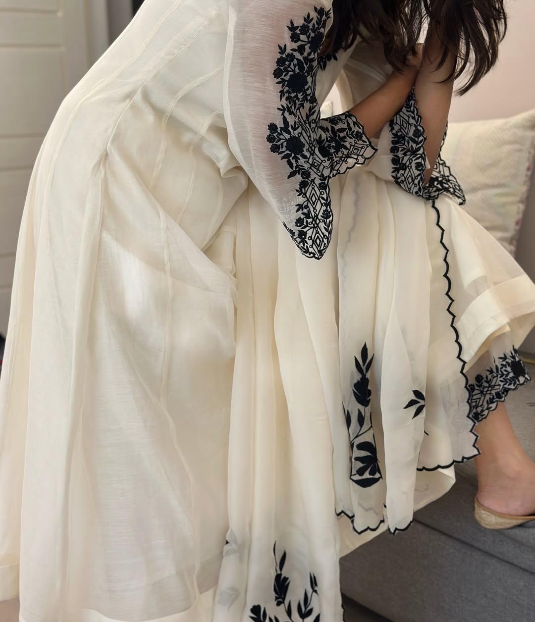 Shreeza ivory-white Anarkali suit set