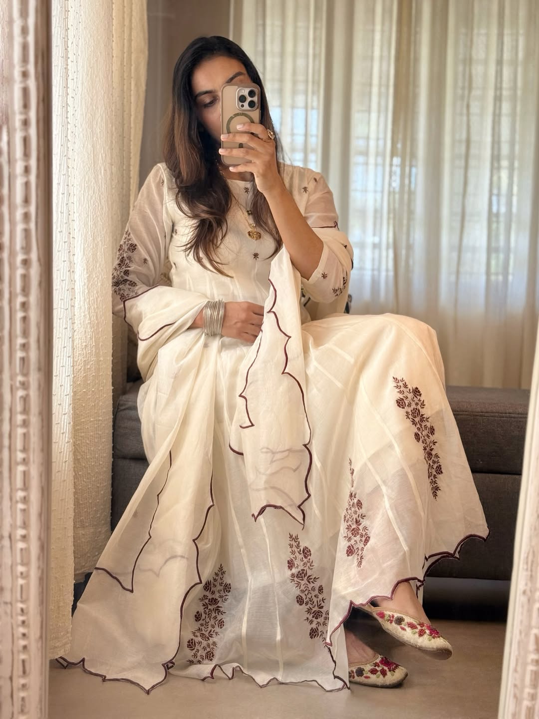 Ivory Bloom Anarkali Set