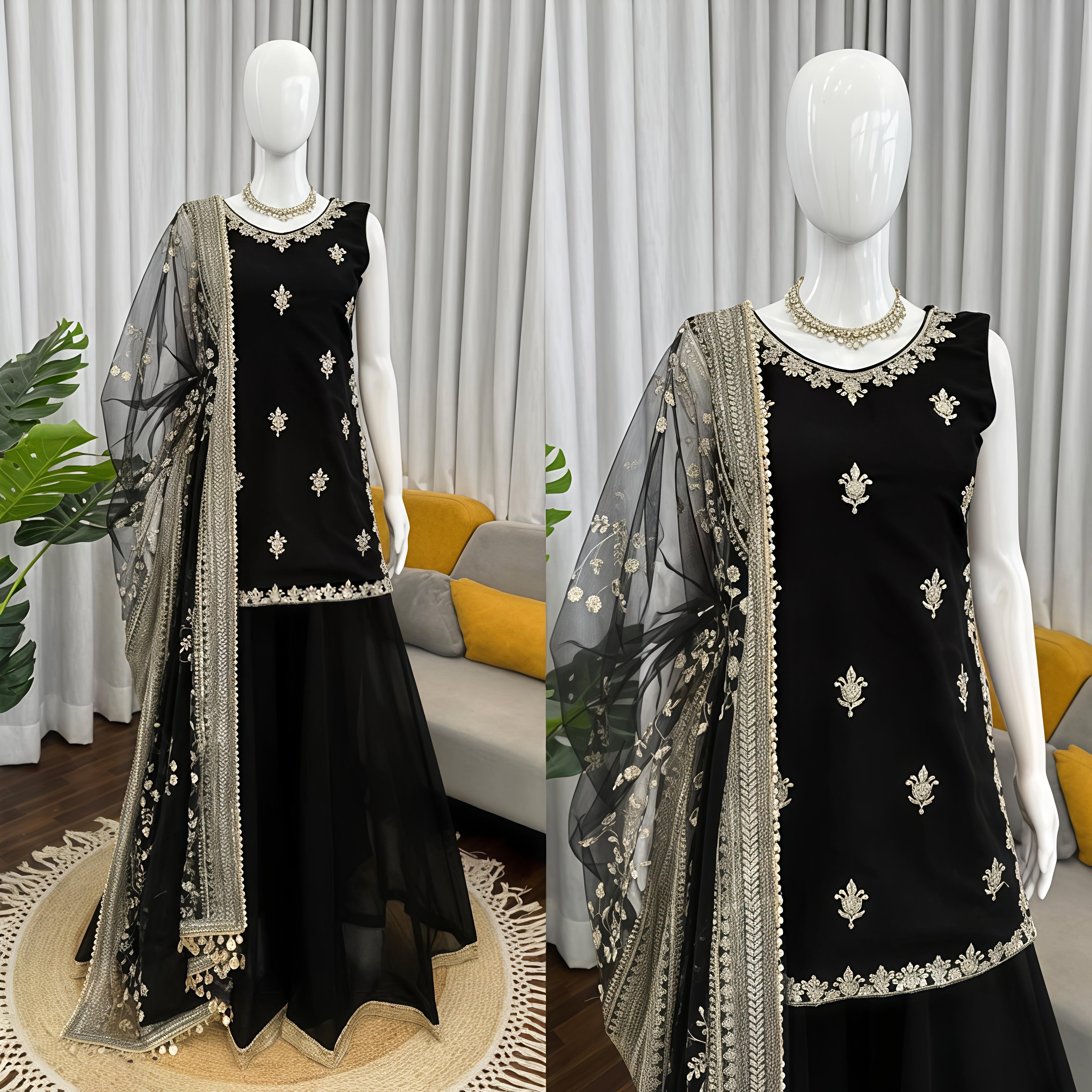 Black Sharara Suit Set
