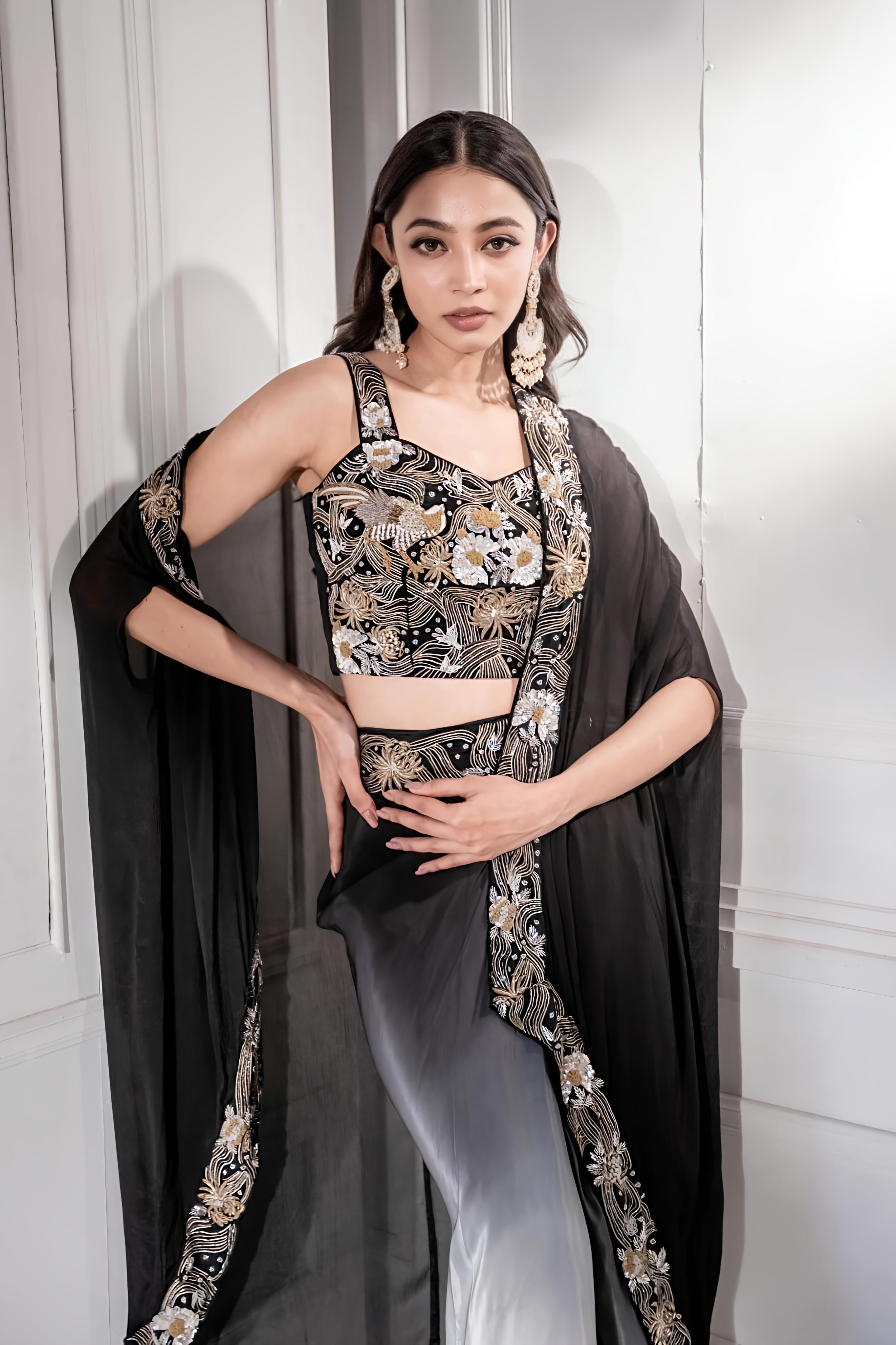 Black Ombre Cape Set