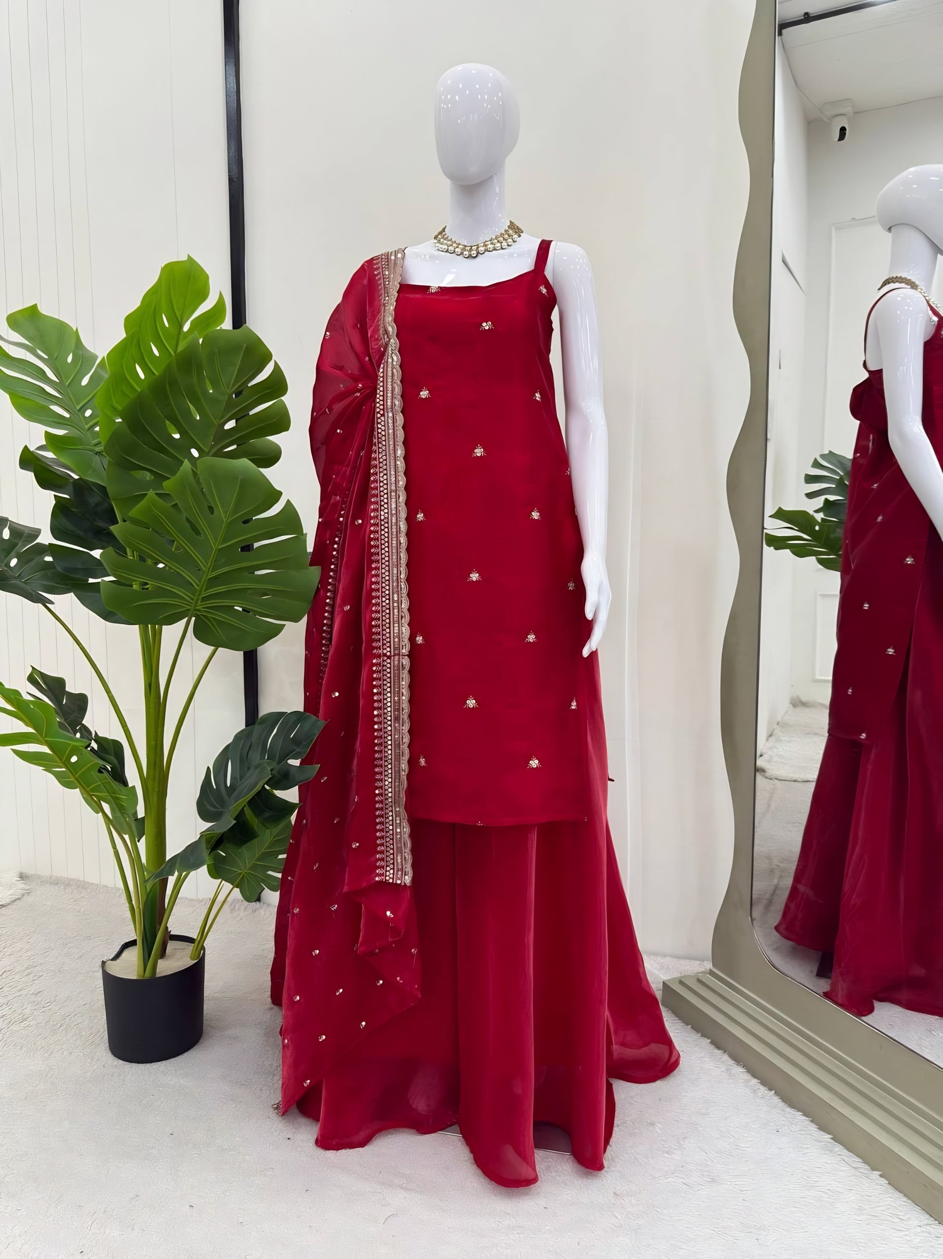 Maroon Jimmy Choo  Salwar Suit Set With Embroidered Dupatta