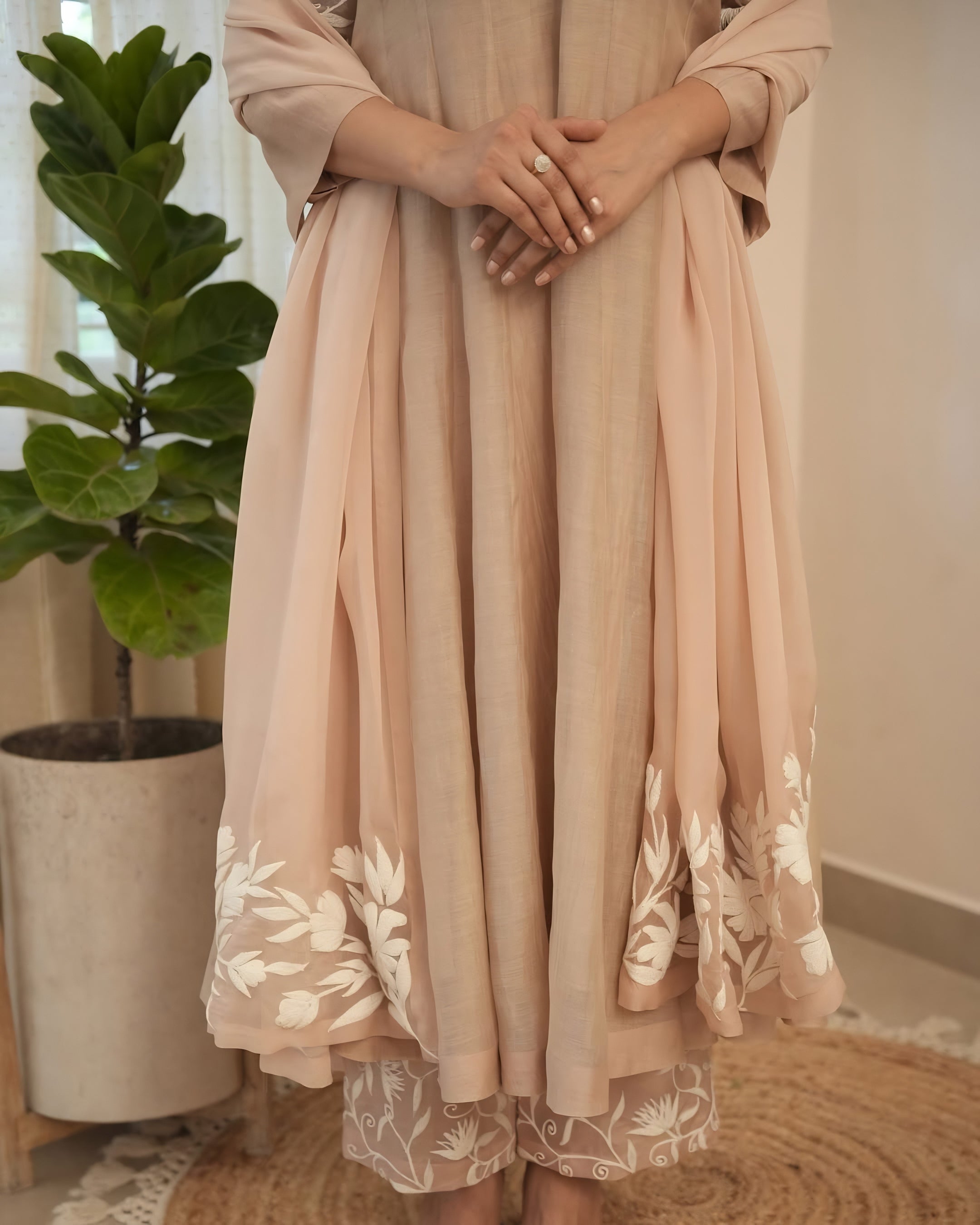 Brown Embroidered Suit Set