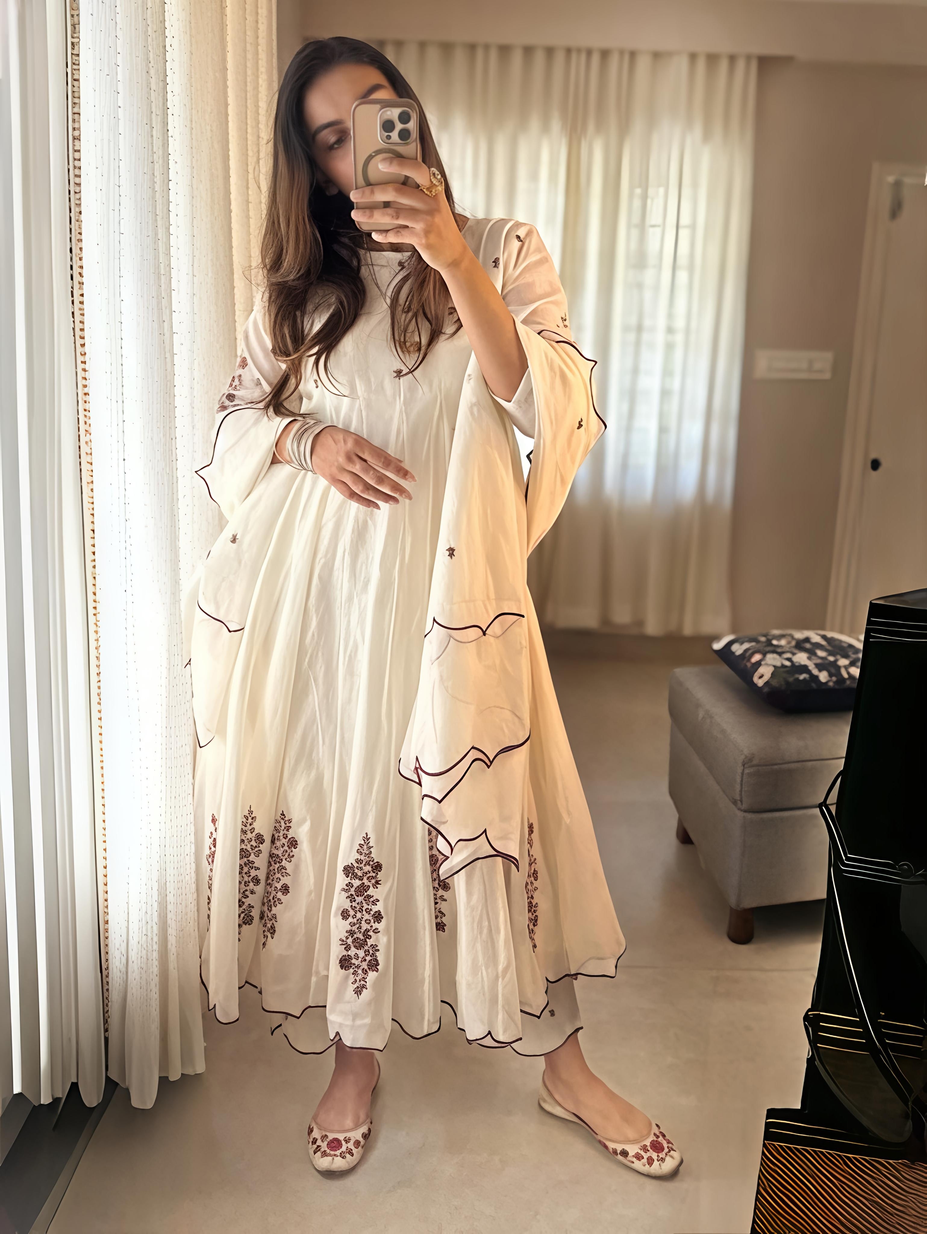 Shreeza Chandheri Panel Cut Anarkali Suit