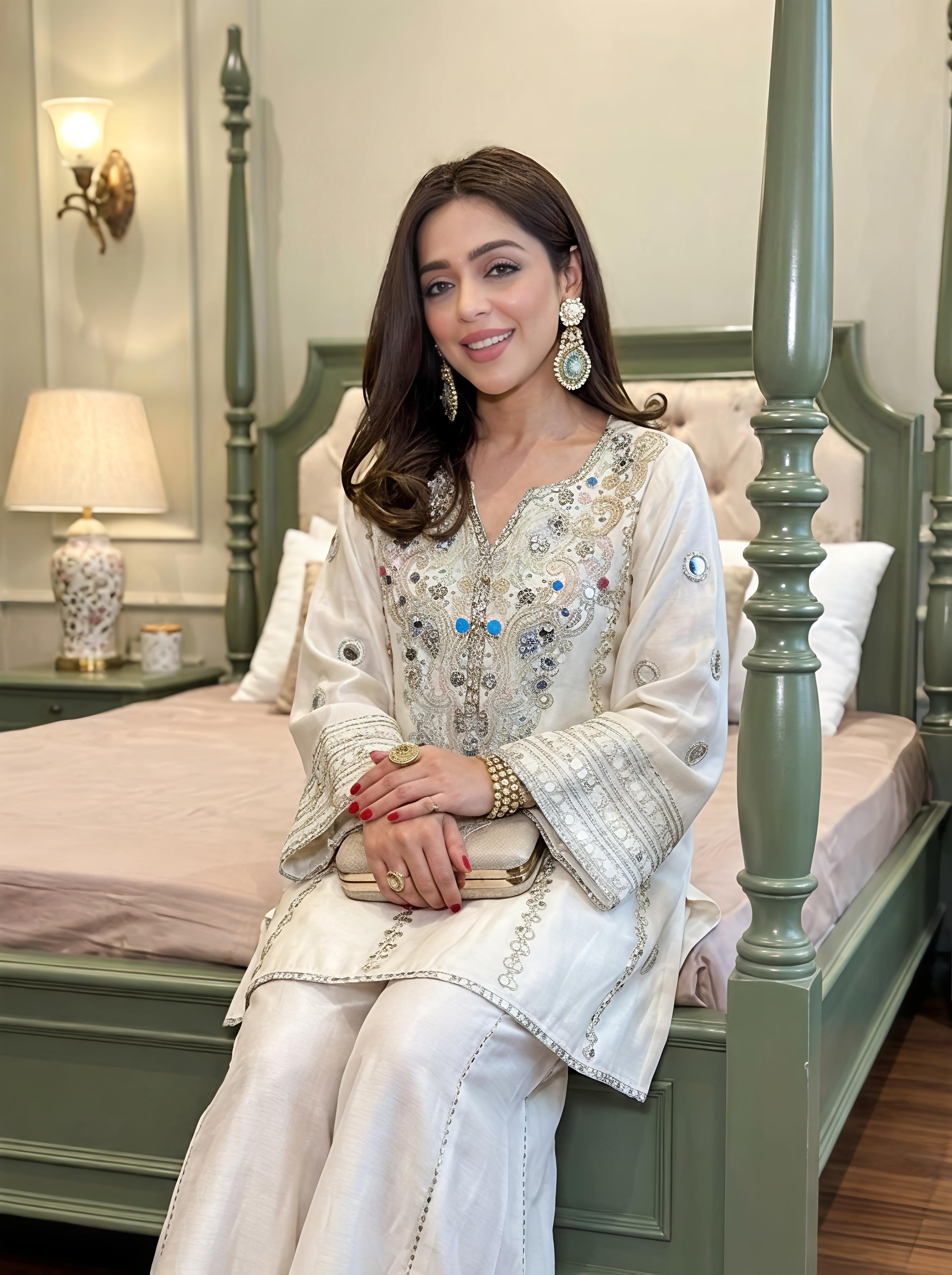 Ivory Luxe Hand-Embellished Kurta & Palazzo Set