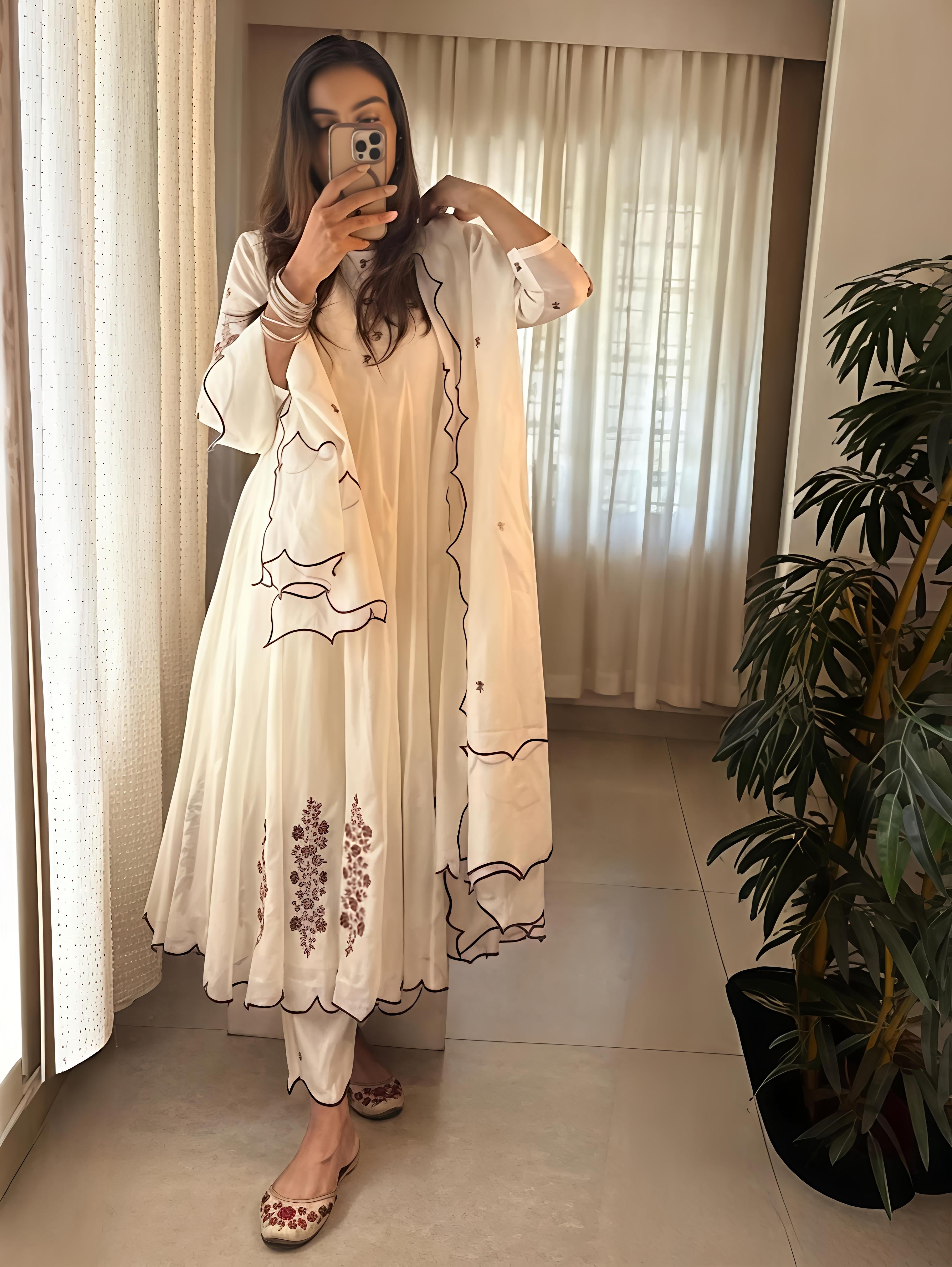 Shreeza Chandheri Panel Cut Anarkali Suit