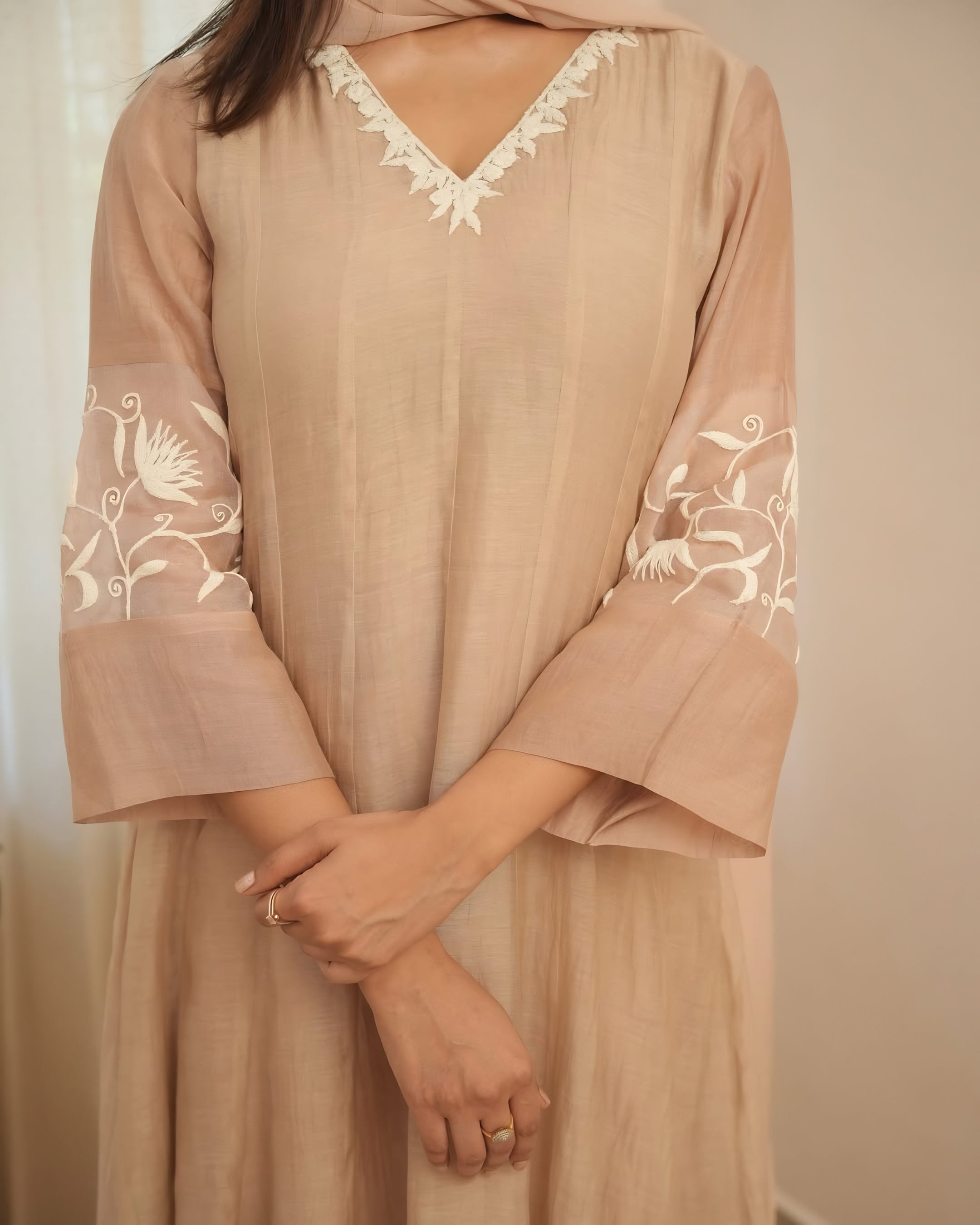Brown Embroidered Suit Set