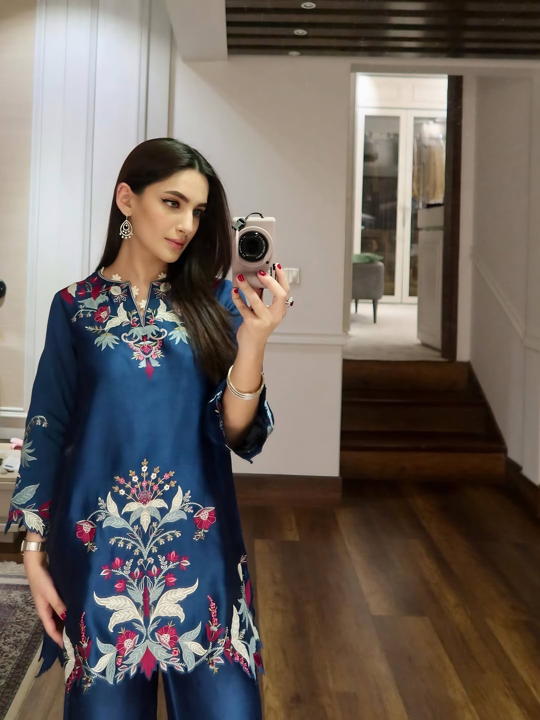 Zein Embroidered Silk Co-Ord Set