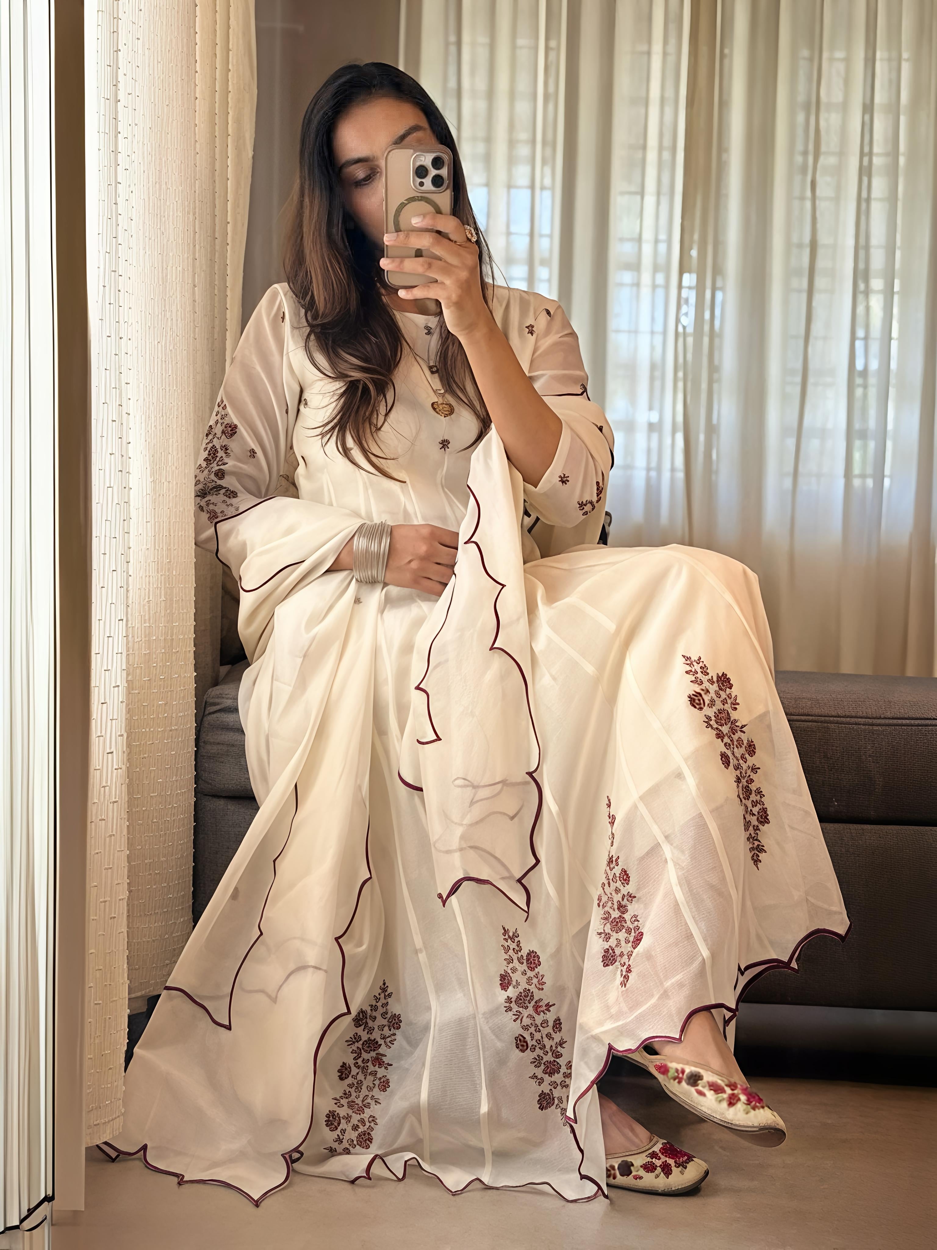 Shreeza Chandheri Panel Cut Anarkali Suit