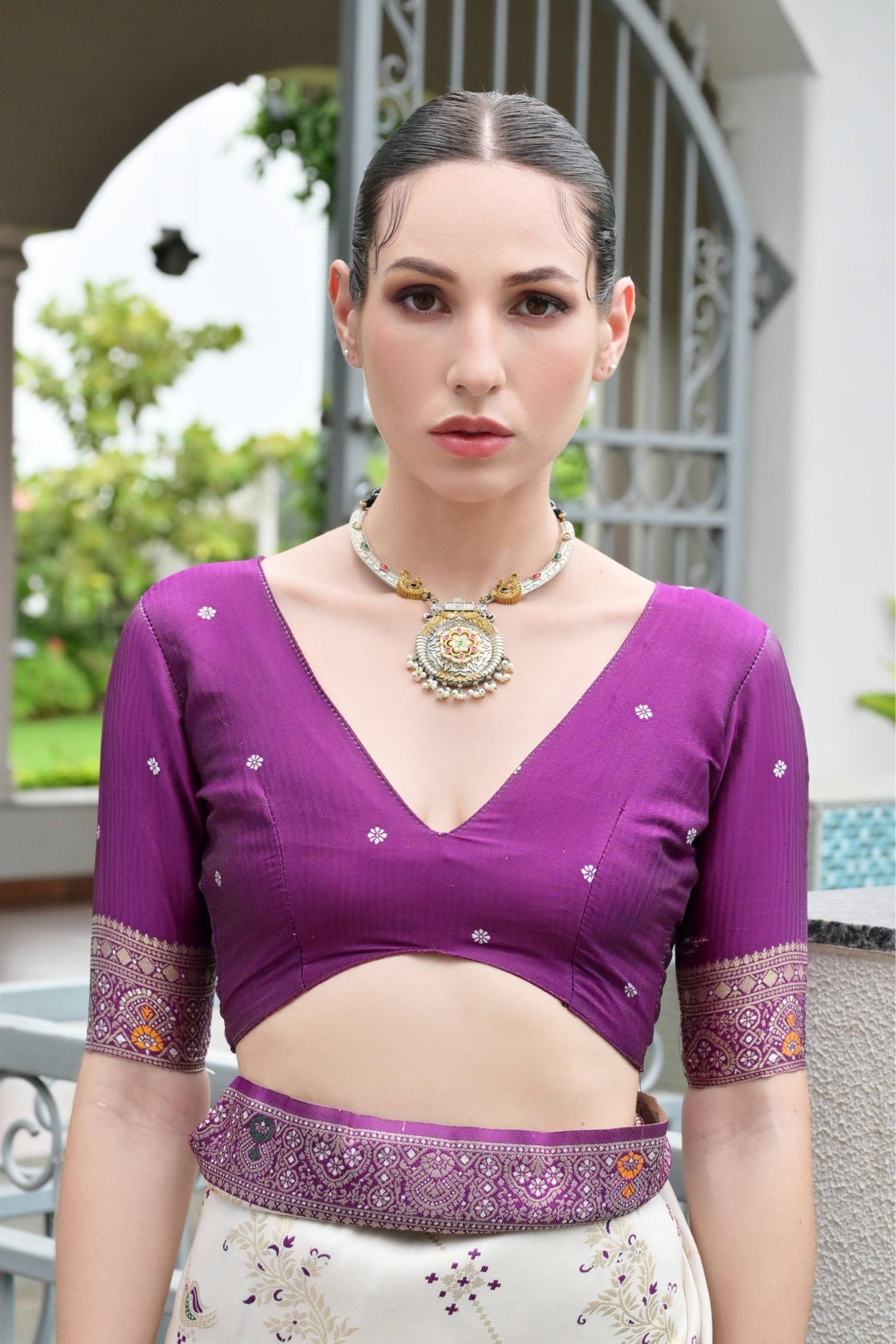Aadhya Wine Patola Silk Saree