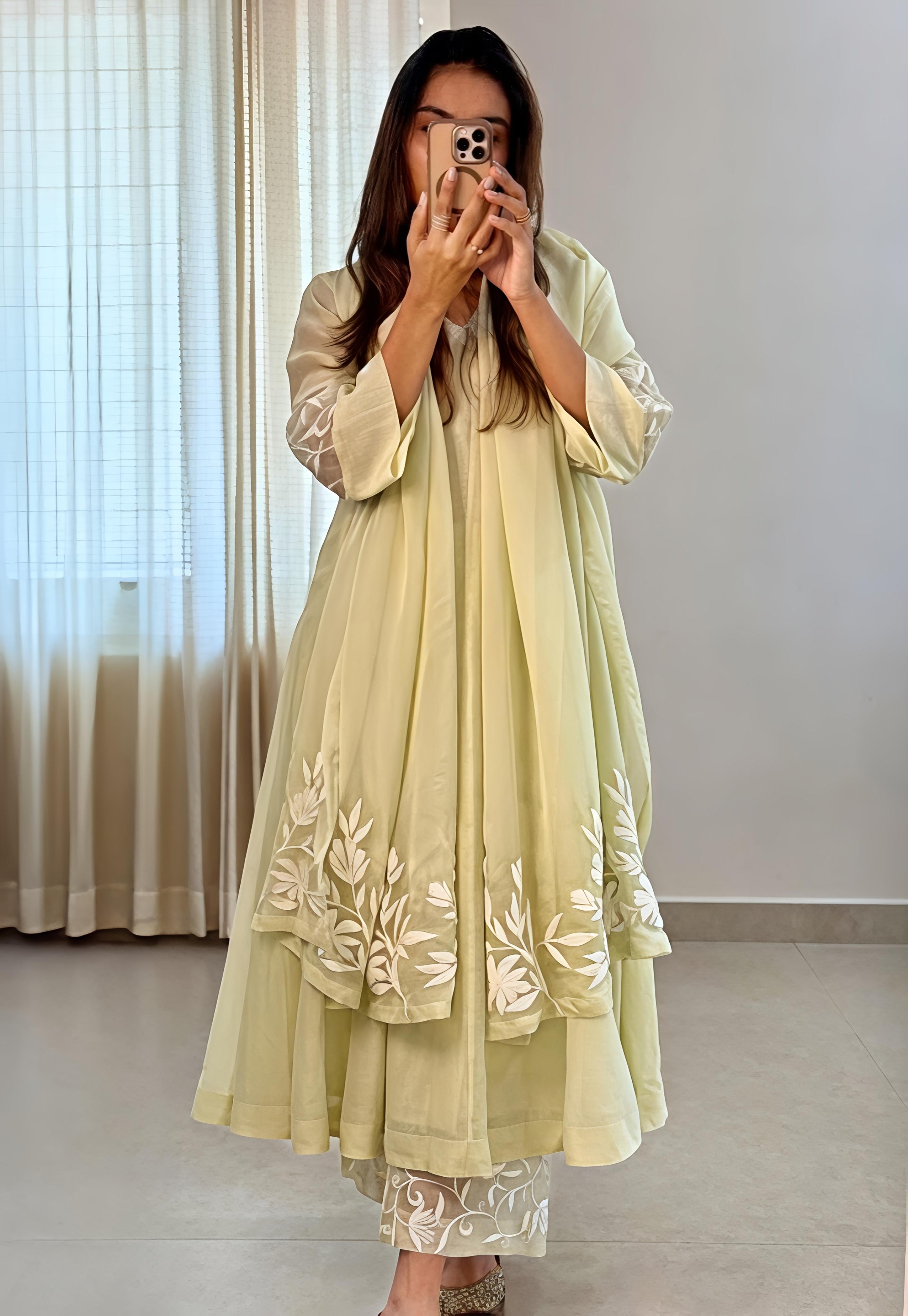 Mint Green Styled In Easy Shapes With Charming Suit