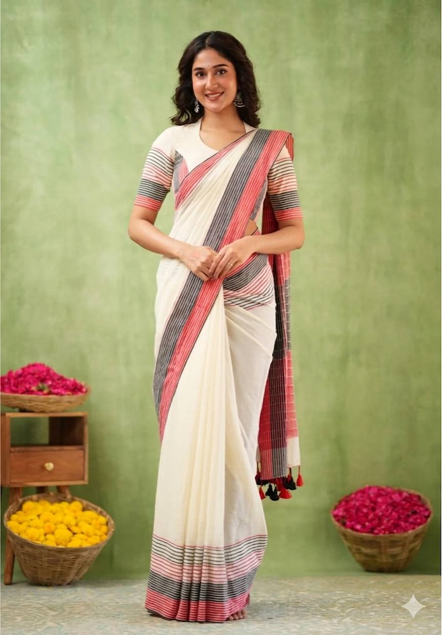 Exclusive Design Introducing Beautiful Digital Printed Saree White