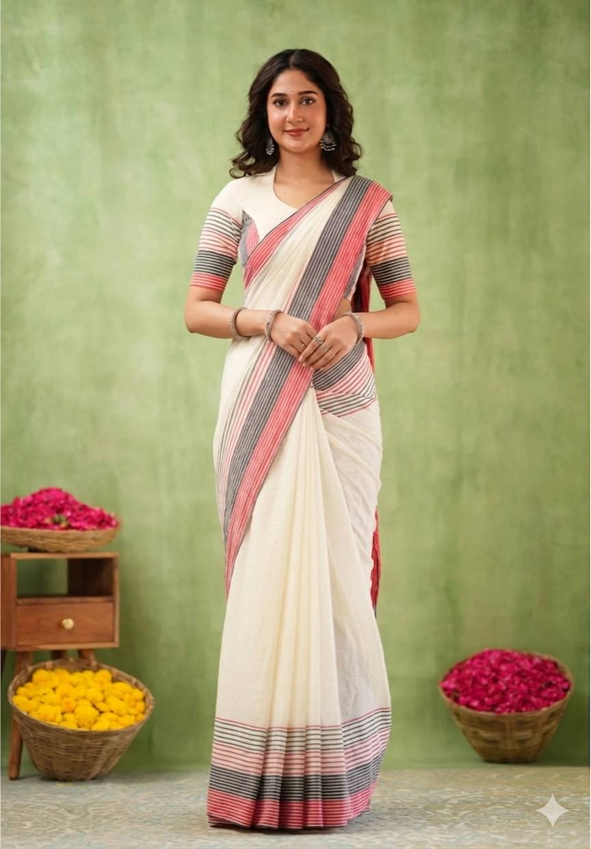 Exclusive Design Introducing Beautiful Digital Printed Saree White