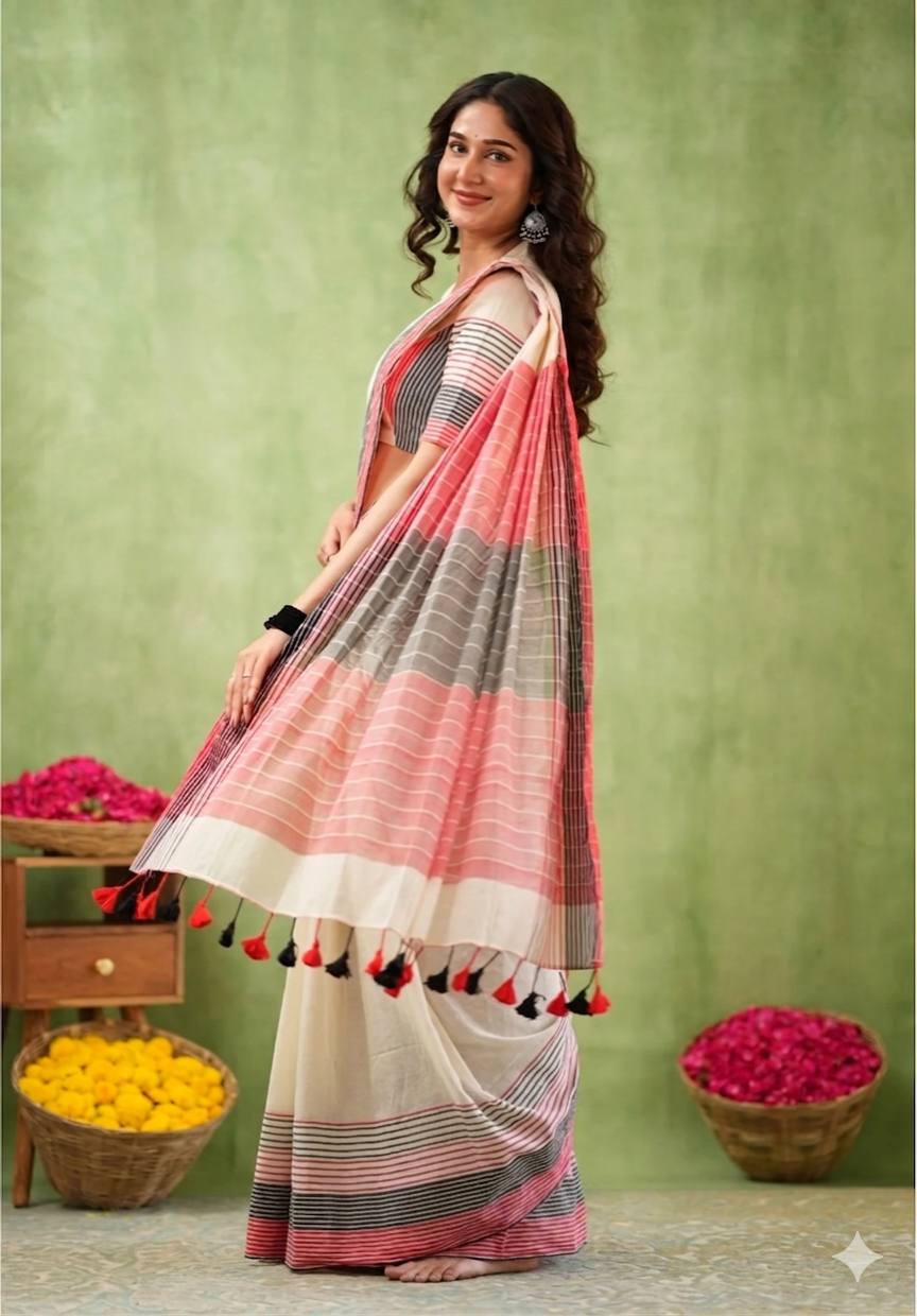 Exclusive Design Introducing Beautiful Digital Printed Saree White