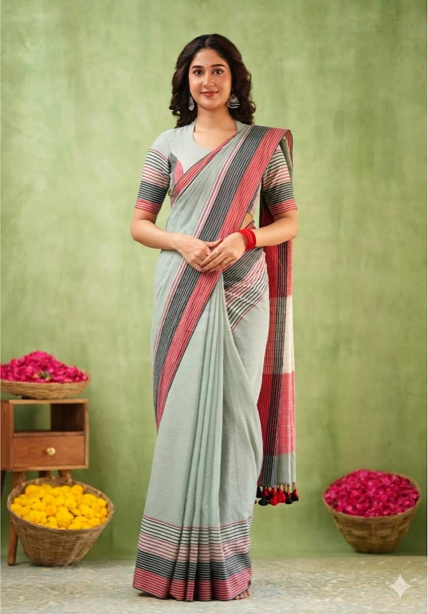 Exclusive Design Introducing Beautiful Digital Printed Saree light sage green