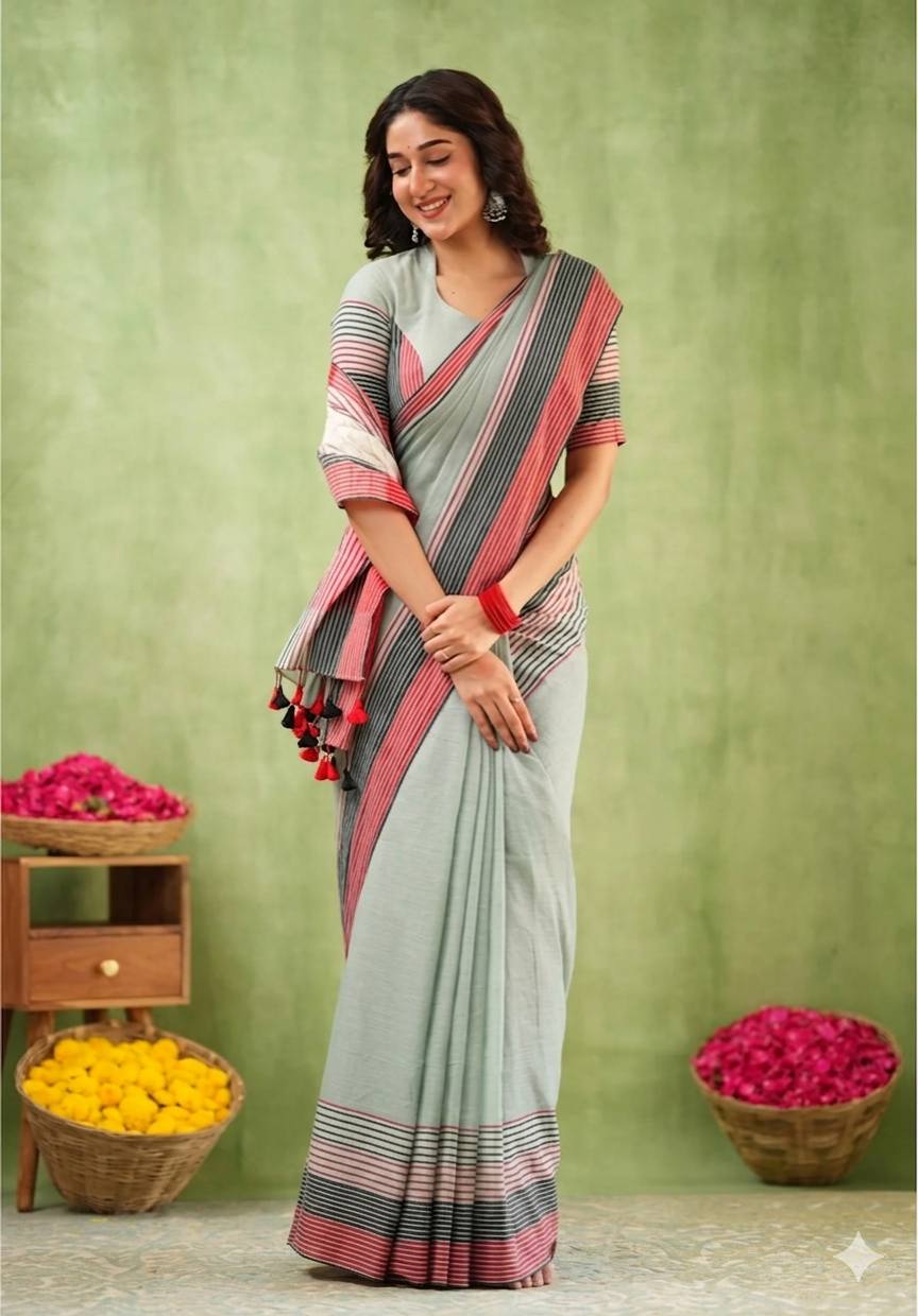 Exclusive Design Introducing Beautiful Digital Printed Saree light sage green