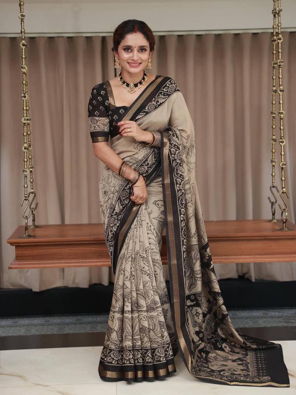 Elephant Design Introducing a Fresh Perspective in Saree Black