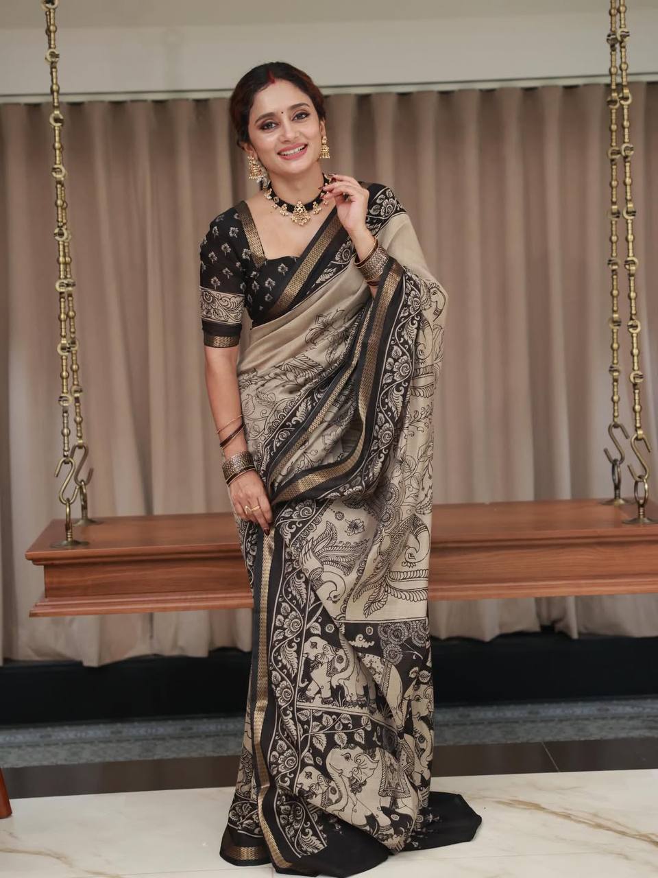 Elephant Design Introducing a Fresh Perspective in Saree Black