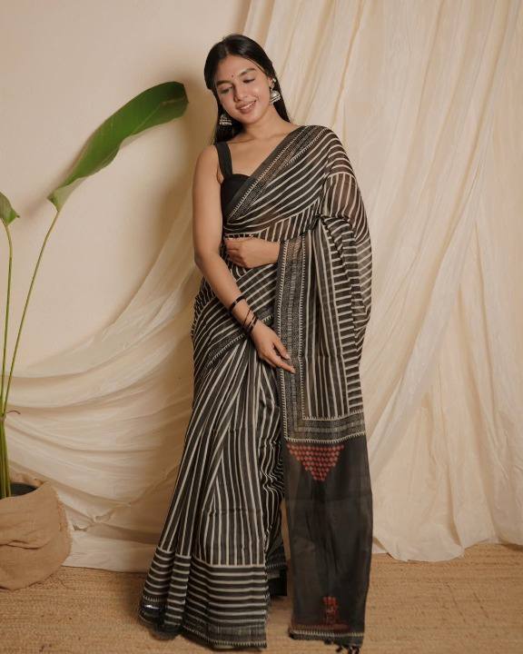 Premium Chanderi Cotton With Beautiful Digital Printed Saree