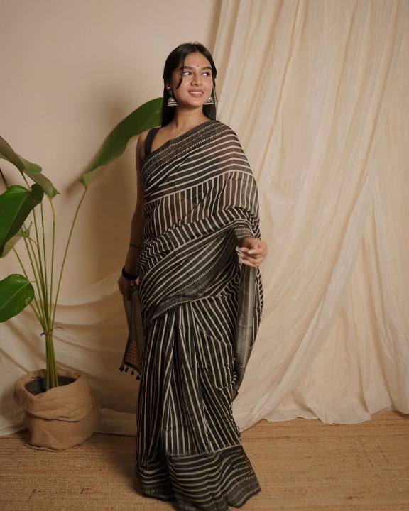 Premium Chanderi Cotton With Beautiful Digital Printed Saree