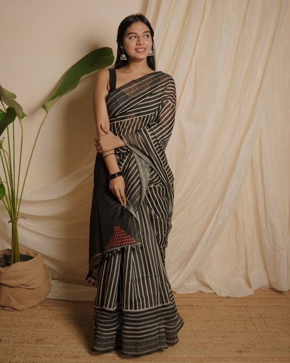 Premium Chanderi Cotton With Beautiful Digital Printed Saree