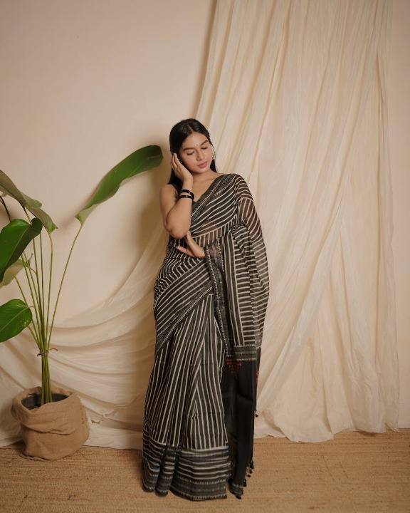 Premium Chanderi Cotton With Beautiful Digital Printed Saree