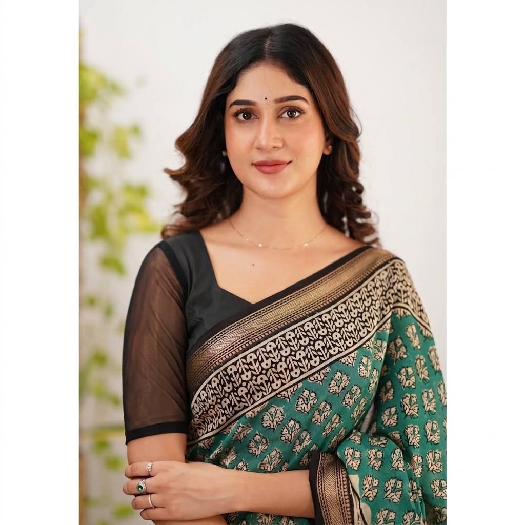 Premium Linen Cotton With Beautiful Elegance Flowers